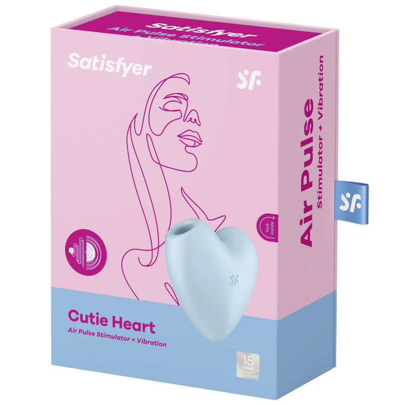 SATISFYER - CUTIE HEART AIR PULSE STIMULATOR & VIBRATOR BLUE - NOCTURNA DESIRES