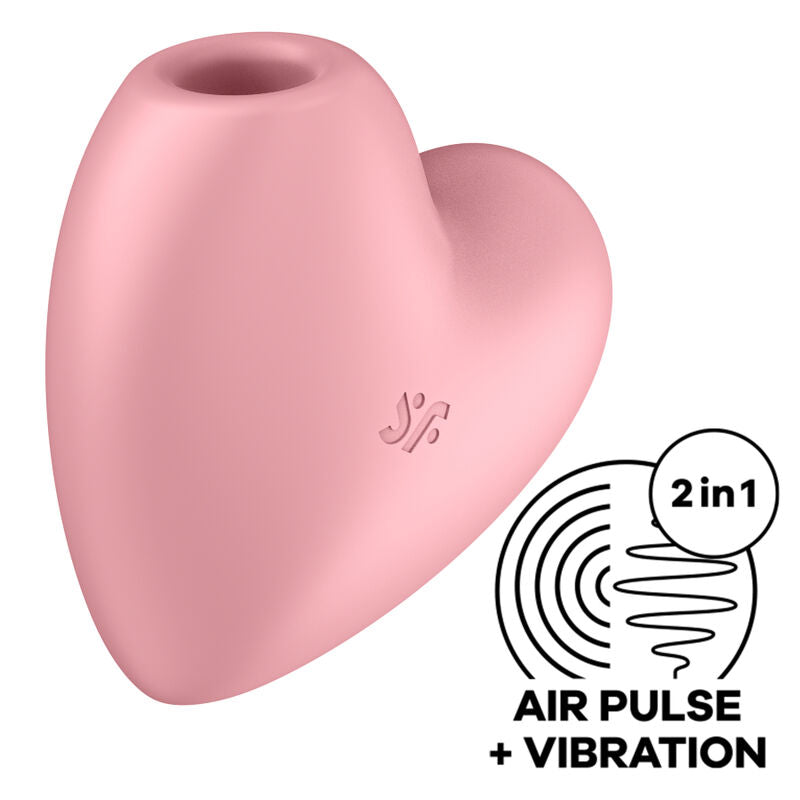 SATISFYER - CUTIE HEART AIR PULSE STIMULATOR & VIBRATOR PINK - NOCTURNA DESIRES