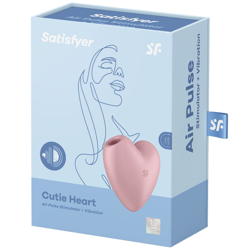 SATISFYER - CUTIE HEART AIR PULSE STIMULATOR & VIBRATOR PINK - NOCTURNA DESIRES
