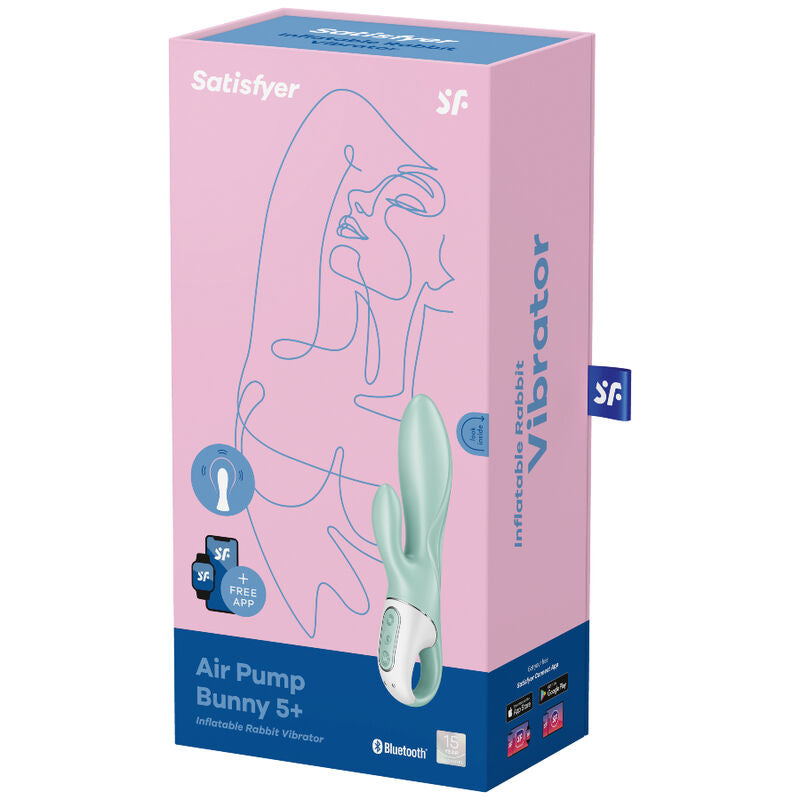 SATISFYER - AIR PUMP BUNNY 5+ INFLATABLE RABBIT VIBRATOR APP GREEN - NOCTURNA DESIRES