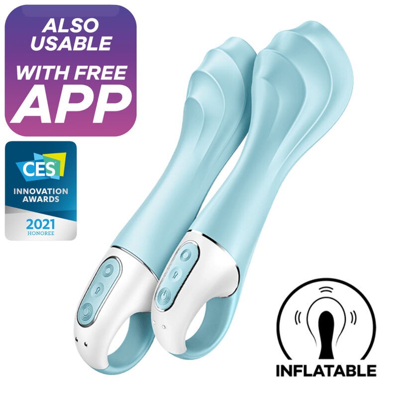 SATISFYER - AIR PUMP VIBRATOR 5+ INFLATABLE G-SPOT VIBRATOR APP BLUE - NOCTURNA DESIRES