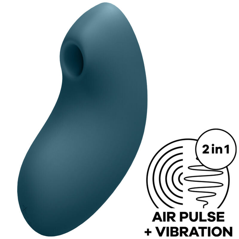 SATISFYER - VULVA LOVER 2 AIR PULSE STIMULATOR & VIBRATOR BLUE - NOCTURNA DESIRES