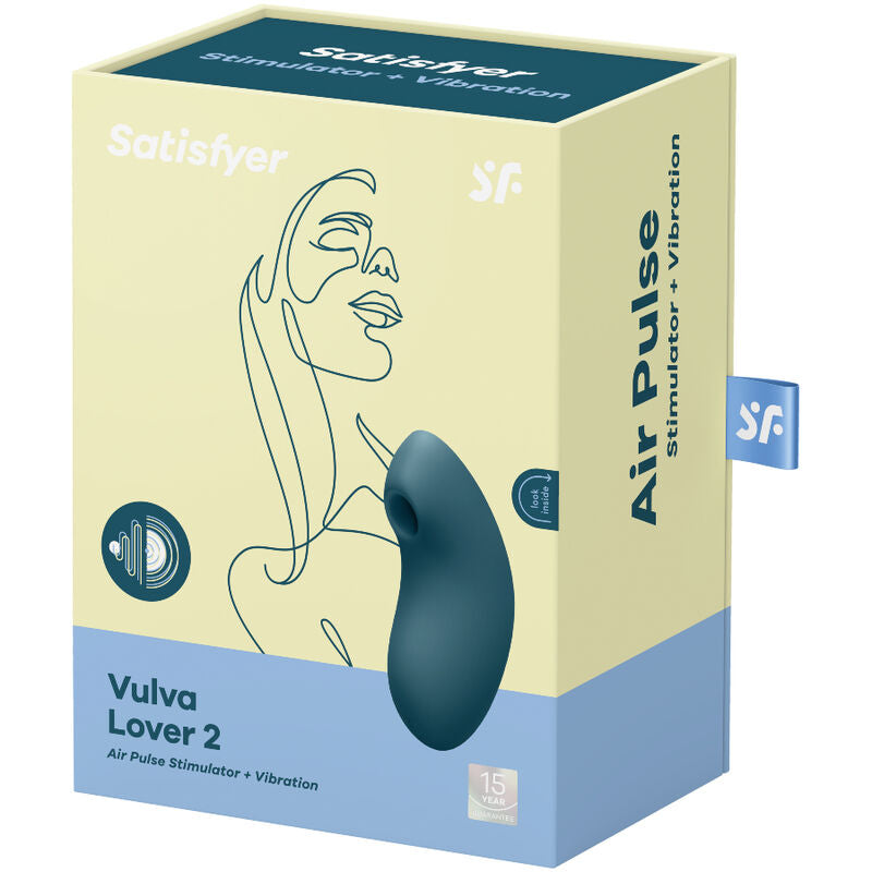 SATISFYER - VULVA LOVER 2 AIR PULSE STIMULATOR & VIBRATOR BLUE - NOCTURNA DESIRES
