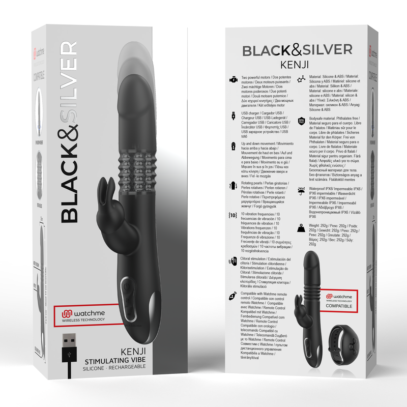 BLACK&SILVER - KENJI STIMULATING VIBE COMPATIBLE WITH WATCHME WIRELESS TECHNOLOGY - NOCTURNA DESIRES