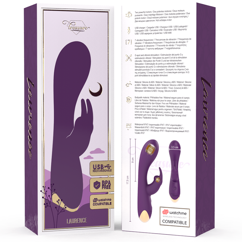 TREASURE - LAURENCE RABBIT VIBRATOR WATCHME WIRELESS TECHNOLOGY COMPATIBLE - NOCTURNA DESIRES
