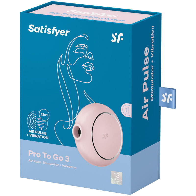 SATISFYER - PRO TO GO 3 DOUBLE AIR PULSE STIMULATOR & VIBRATOR PINK - NOCTURNA DESIRES