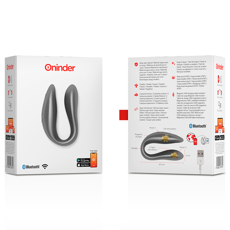 ONINDER - LISBOA BLACK G-POINT & CLITORIS STIMULATOR - FREE APP - NOCTURNA DESIRES