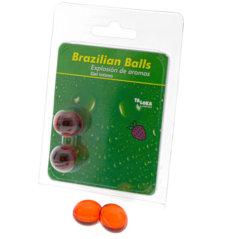 TALOKA - 2 BRAZILIAN BALLS STRAWBERRY INTIMATE GEL - NOCTURNA DESIRES