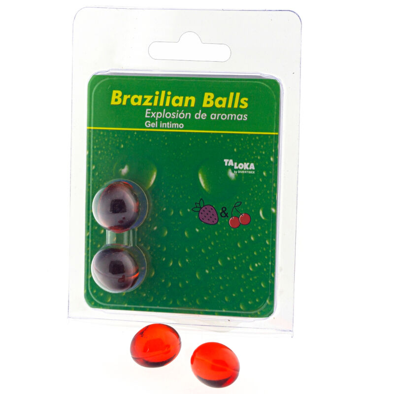 TALOKA - 2 BRAZILIAN BALLS STRAWBERRY & CHERRY INTIMATE GEL - NOCTURNA DESIRES