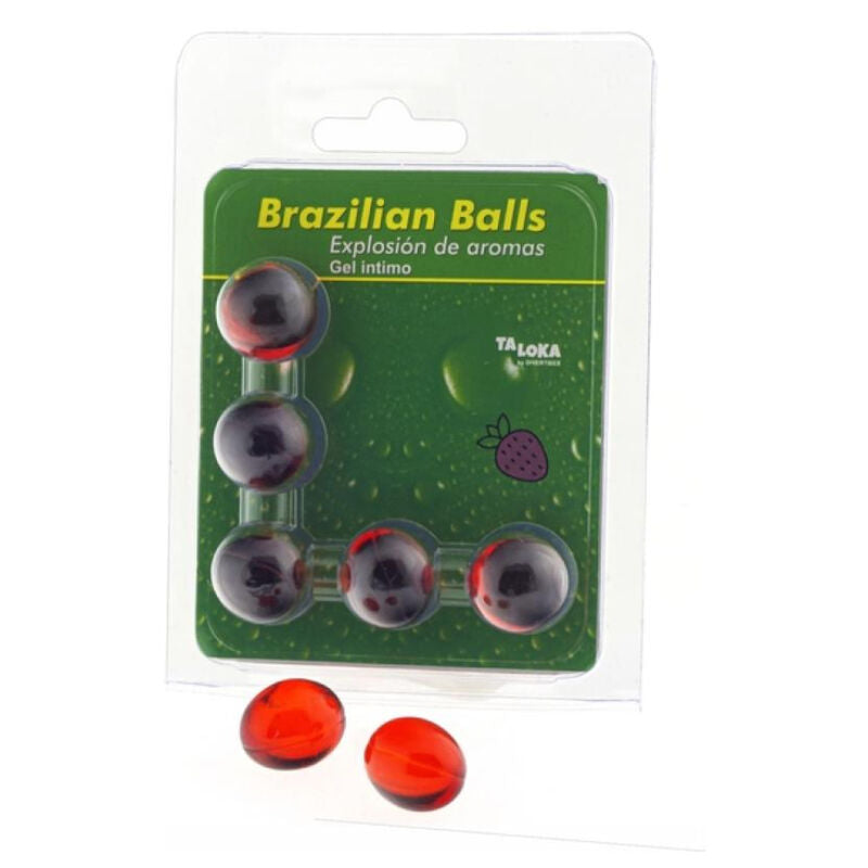TALOKA - 5 BRAZILIAN BALLS STRAWBERRY INTIMATE GEL - NOCTURNA DESIRES