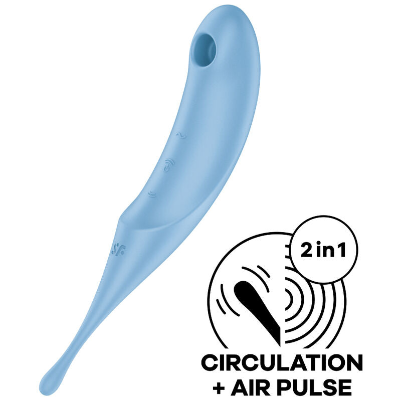 SATISFYER - TWIRLING PRO AIR PULSE STIMULATOR & VIBRATOR BLUE - NOCTURNA DESIRES