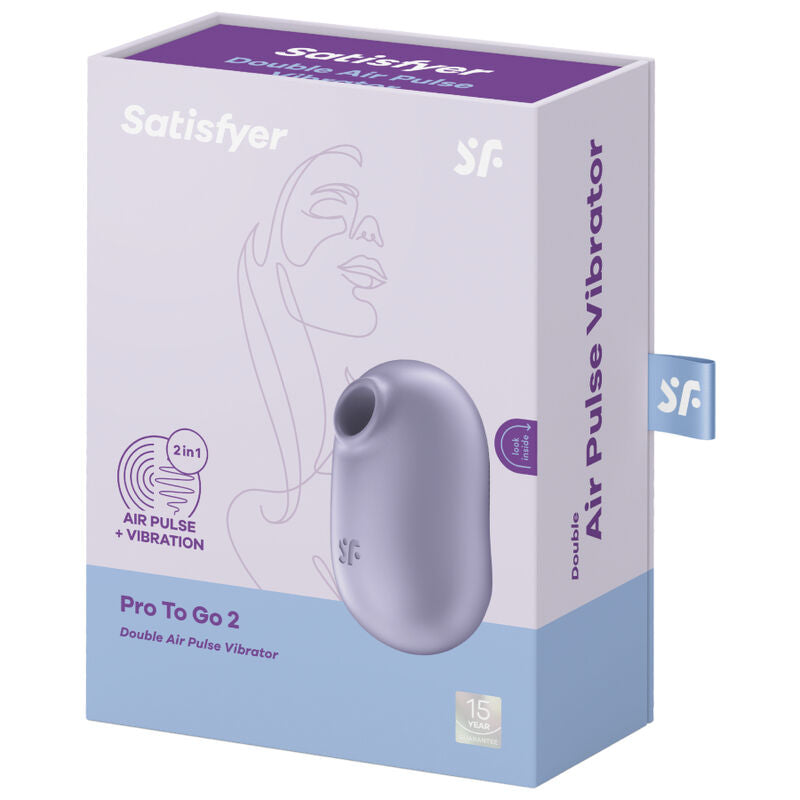 SATISFYER - PRO TO GO 2 DOUBLE AIR PULSE STIMULATOR & VIBRATOR VIOLET - NOCTURNA DESIRES