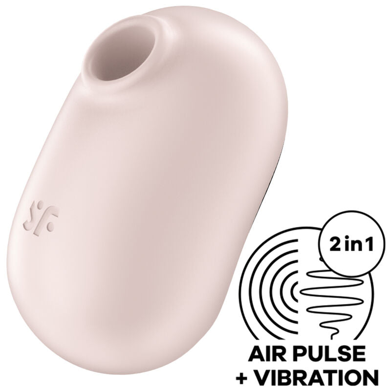 SATISFYER - PRO TO GO 2 DOUBLE AIR PULSE STIMULATOR & VIBRATOR BEIGE - NOCTURNA DESIRES