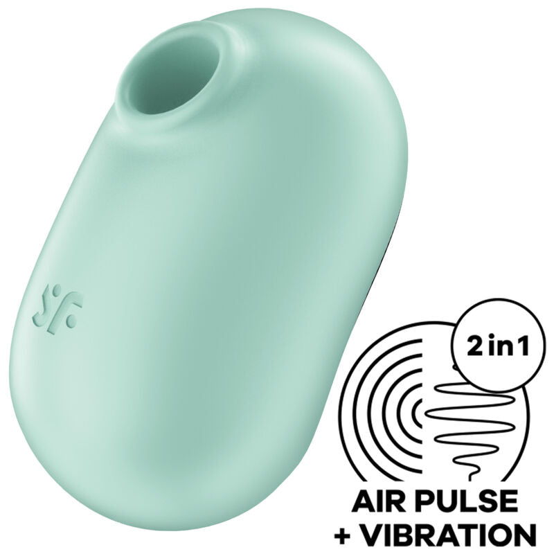 SATISFYER - PRO TO GO 2 DOUBLE AIR PULSE STIMULATOR & VIBRATOR GREEN - NOCTURNA DESIRES