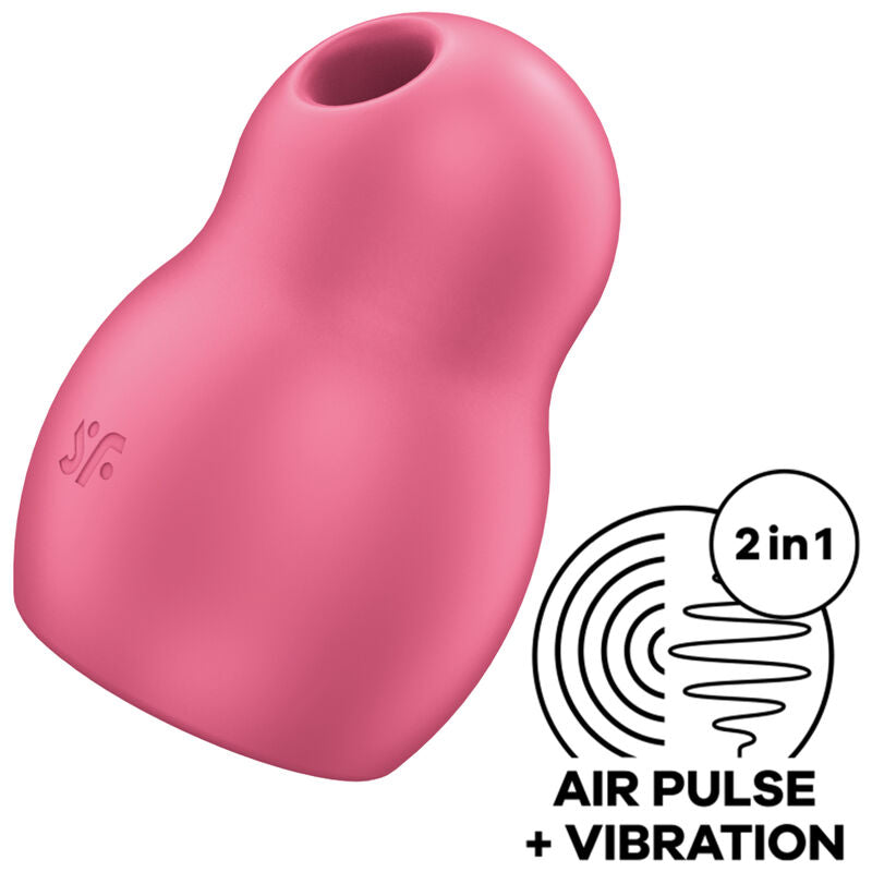 SATISFYER - PRO TO GO 1 DOUBLE AIR PULSE STIMULATOR & VIBRATOR RED - NOCTURNA DESIRES