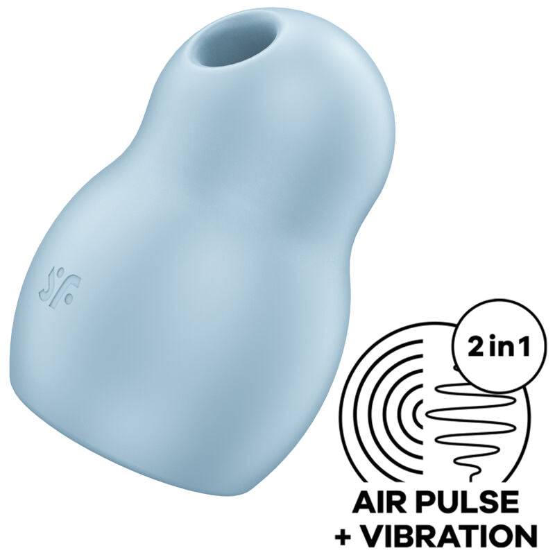 SATISFYER - PRO TO GO 1 DOUBLE AIR PULSE STIMULATOR & VIBRATOR BLUE - NOCTURNA DESIRES