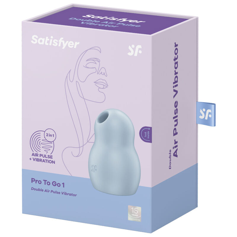 SATISFYER - PRO TO GO 1 DOUBLE AIR PULSE STIMULATOR & VIBRATOR BLUE - NOCTURNA DESIRES