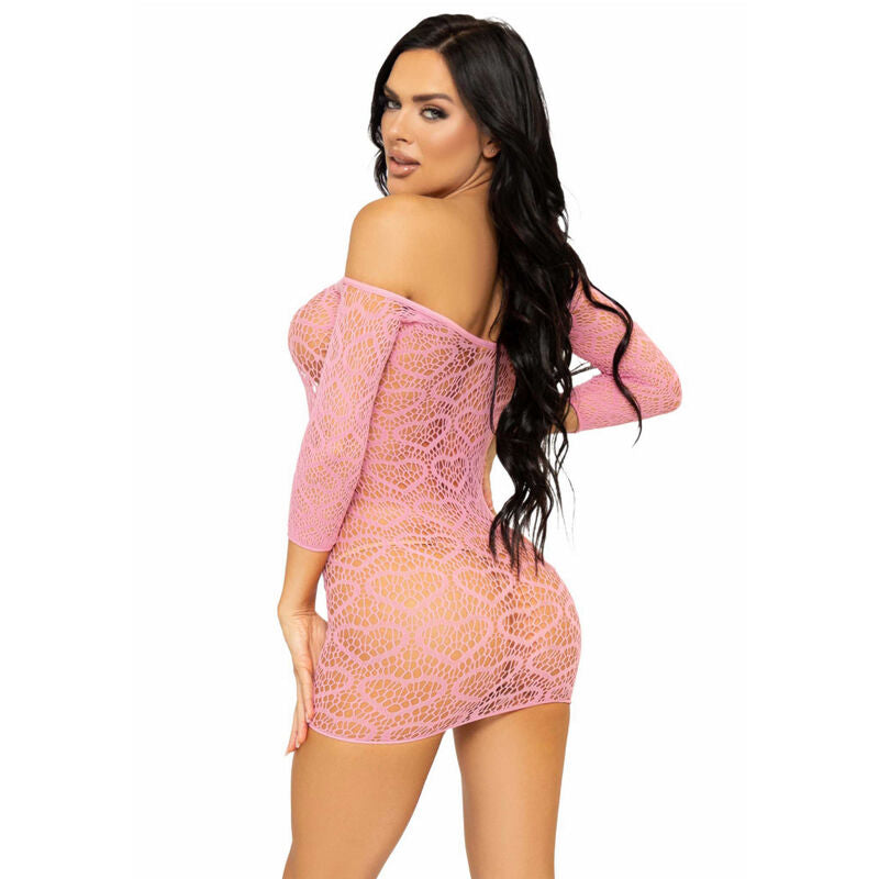 LEG AVENUE - HEART NET MINI DRESS ONE SIZE - PINK - NOCTURNA DESIRES