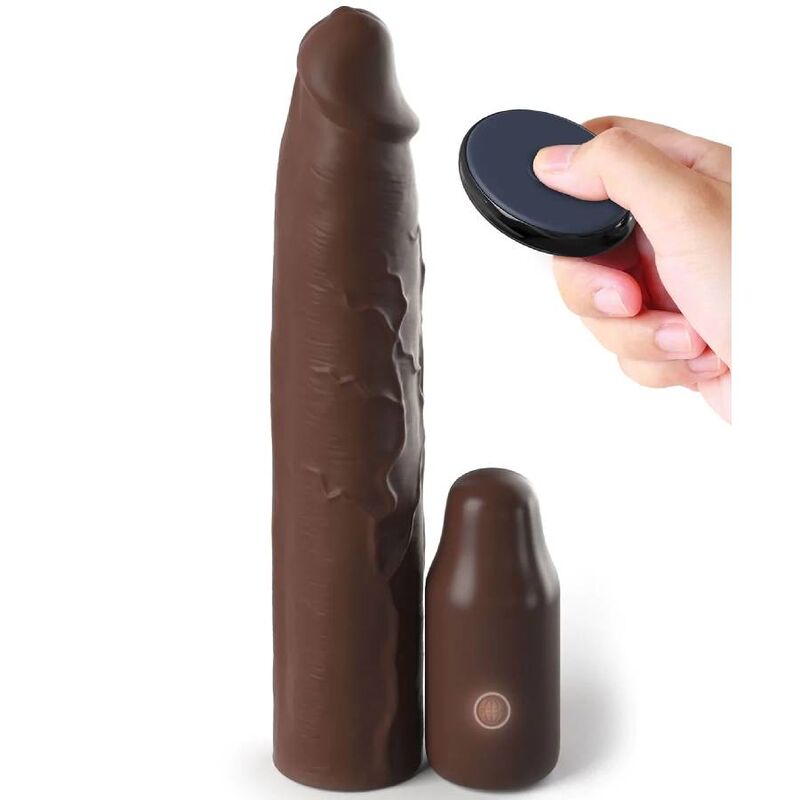 FANTASY X- TENSIONS - PIPEDREAMS SLEEVE 22,86 CM + 7,62 CM PLUG REMOTE BROWN - NOCTURNA DESIRES