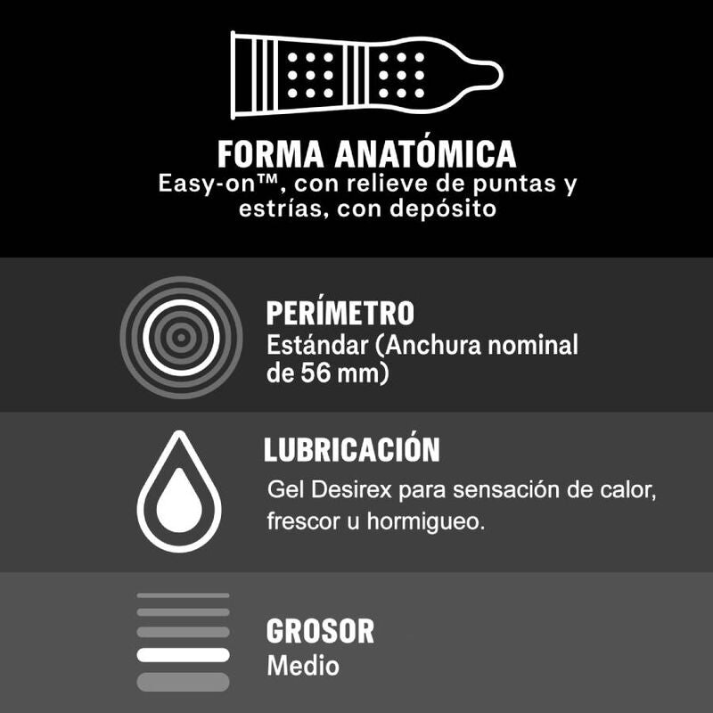 DUREX - INTENSE ORGASMIC 12 UNITS DUREX CONDOMS  NOCTURNA DESIRES