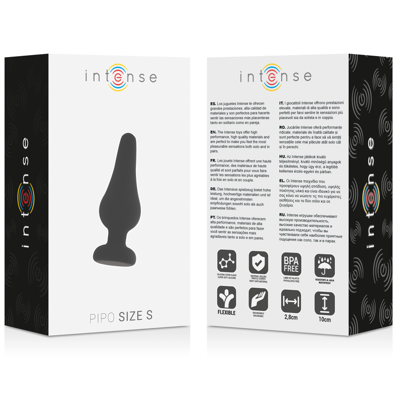 INTENSE - ANAL PLUG PIPO S BLACK SILICONE 9.8 CM INTENSE ANAL TOYS  NOCTURNA DESIRES