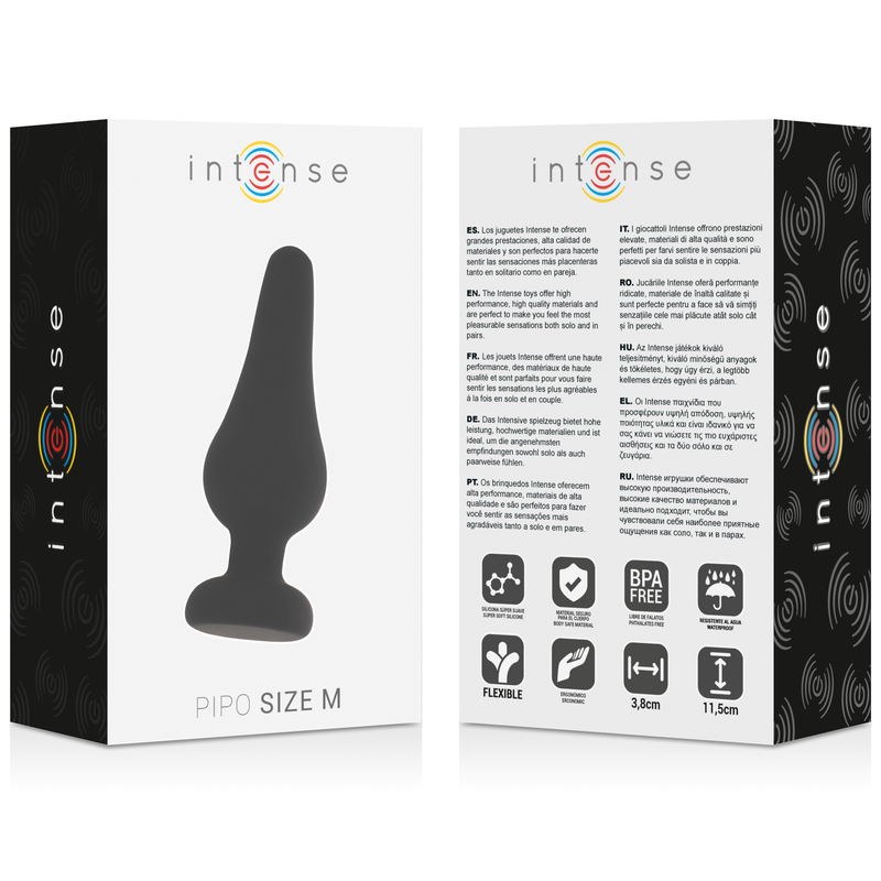 INTENSE - ANAL PLUG PIPO M BLACK SILICONE 11 CM INTENSE ANAL TOYS  NOCTURNA DESIRES