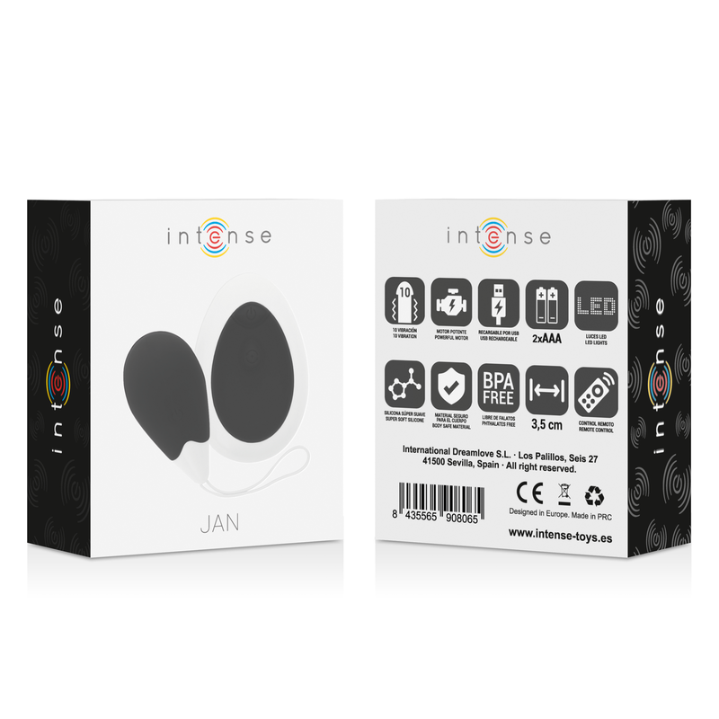 INTENSE - JAN VIBRATING EGG REMOTE CONTROL BLACK INTENSE COUPLES TOYS  NOCTURNA DESIRES