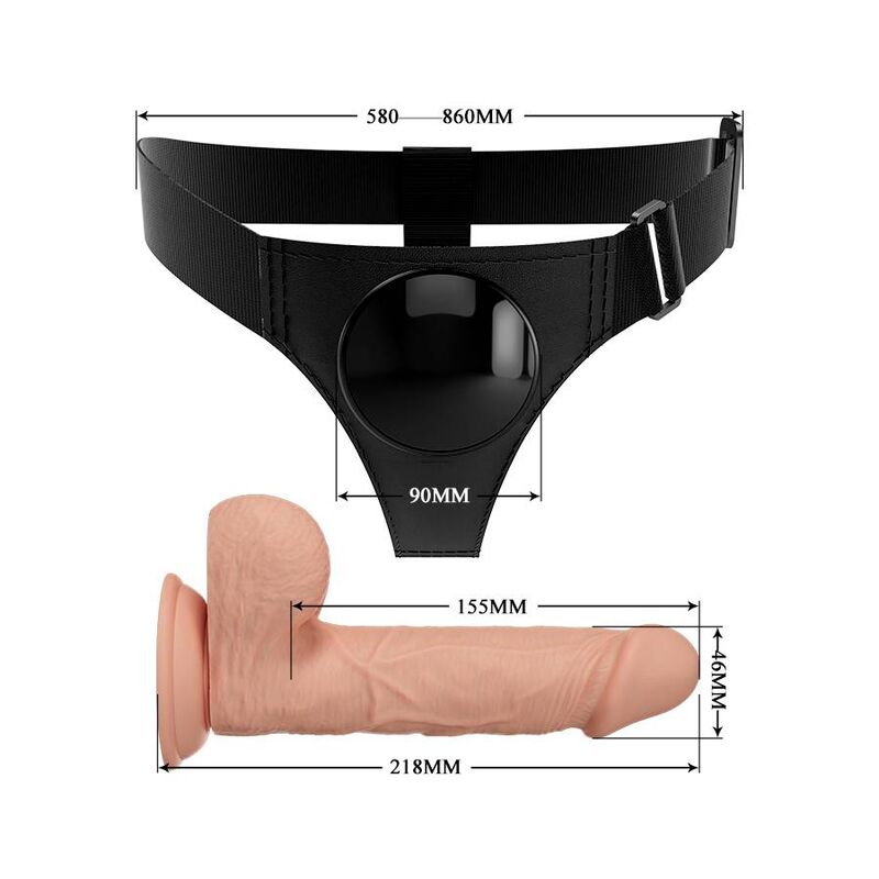 PRETTY LOVE - HARNESS BRIEFS UNIVERSAL HARNESS WITH DILDO JERRY 21.8 CM NATURAL - NOCTURNA DESIRES