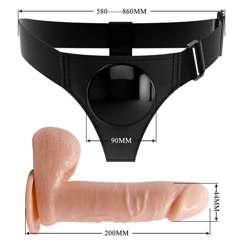 PRETTY LOVE - HARNESS BRIEFS UNIVERSAL HARNESS WITH DILDO TOM 20 CM NATURAL - NOCTURNA DESIRES