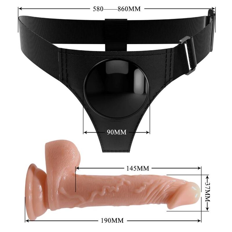 PRETTY LOVE - HARNESS BRIEFS UNIVERSAL HARNESS WITH DILDO KEVIN 19 CM NATURAL - NOCTURNA DESIRES