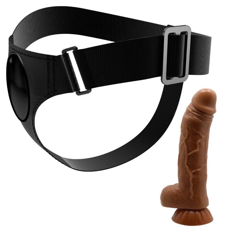 PRETTY LOVE - HARNESS BRIEFS UNIVERSAL HARNESS WITH DILDO MICHEAL 20 CM BLACK - NOCTURNA DESIRES
