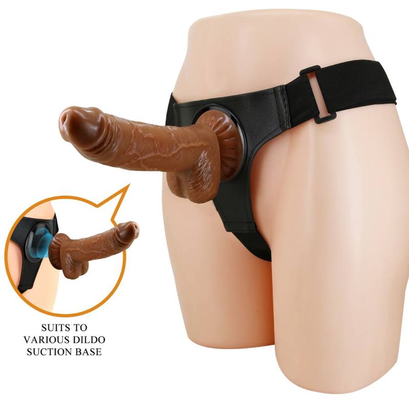 PRETTY LOVE - HARNESS BRIEFS UNIVERSAL HARNESS WITH DILDO MICHEAL 20 CM BLACK - NOCTURNA DESIRES
