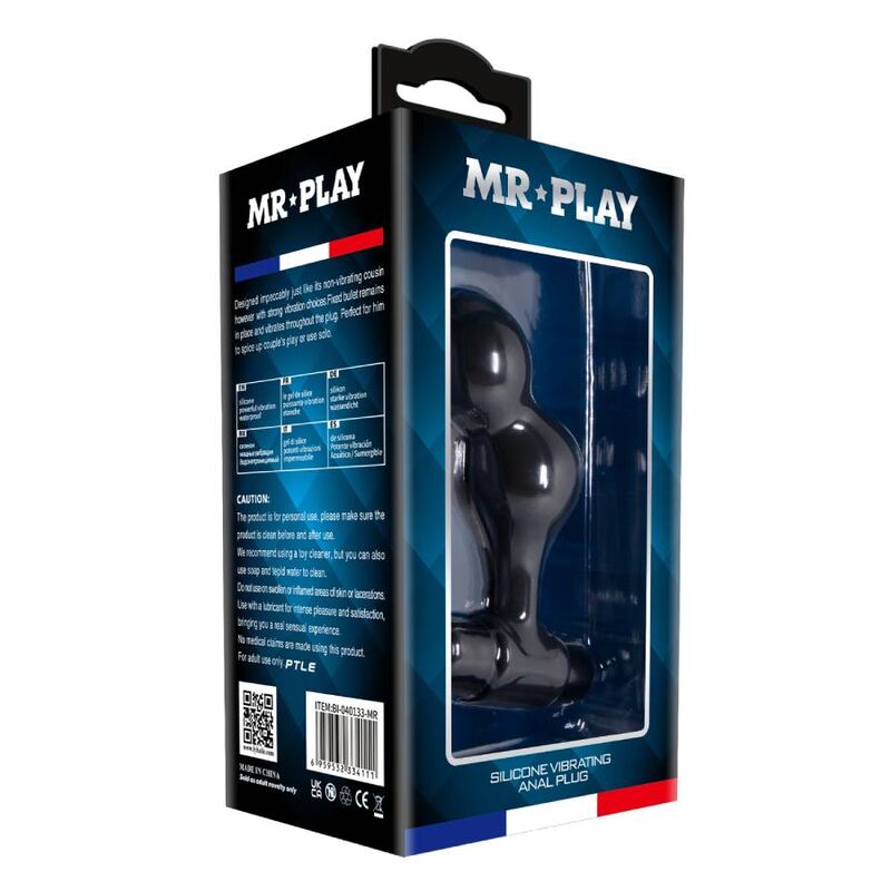 MR PLAY - BLACK SILICONE VIBRATOR ANAL PLUG - NOCTURNA DESIRES
