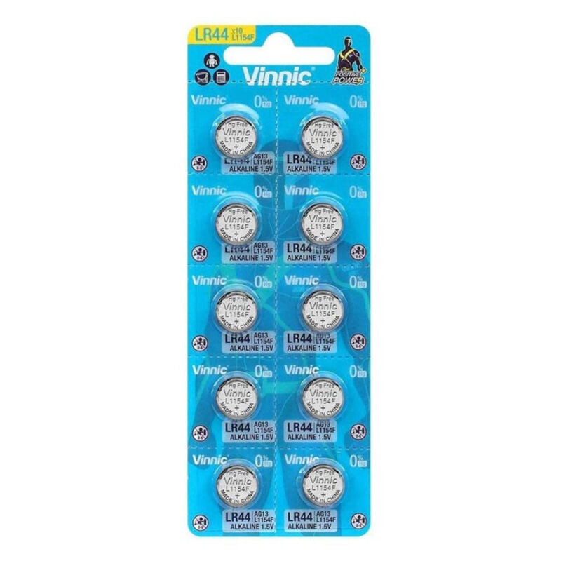 VINNIC - ALKALINE BUTTON BATTERY AG13 L1154F LR44 BLISTER*10 - NOCTURNA DESIRES