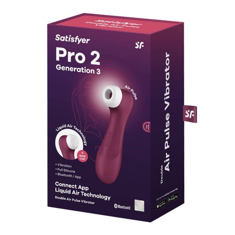 SATISFYER - PRO 2 GENERACIÓN 3 WINE RED BLUETOOTH & APP - NOCTURNA DESIRES