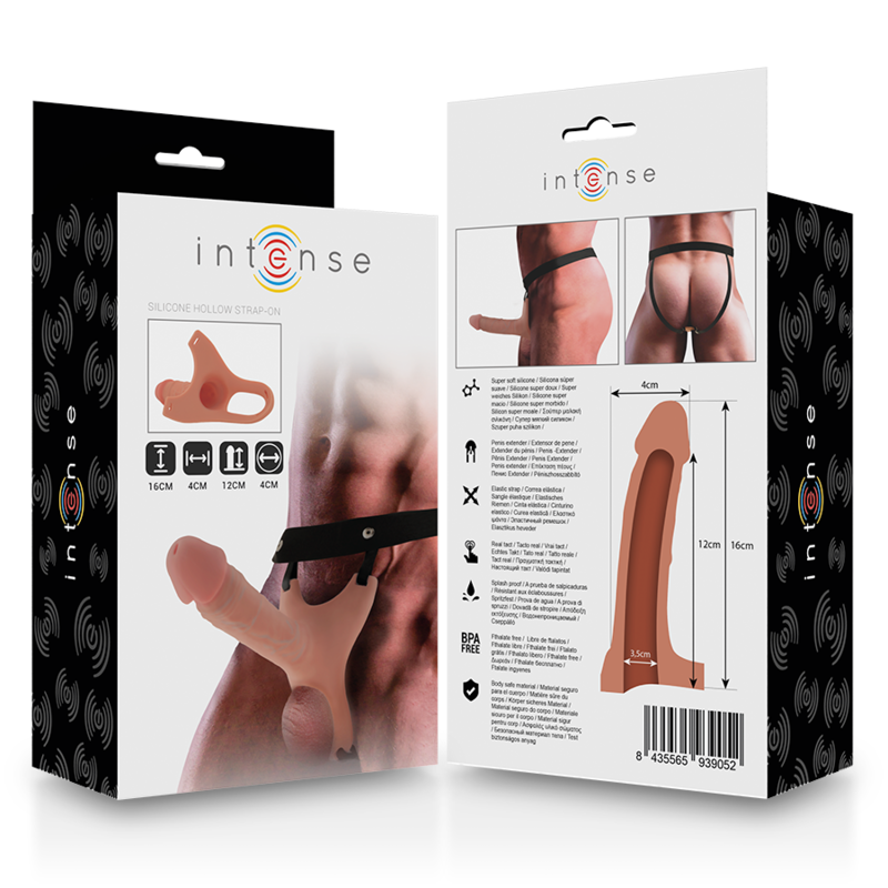 INTENSE - HOLLOW HARNESS WITH SILICONE DILDO 16 X 3.5 CM - NOCTURNA DESIRES