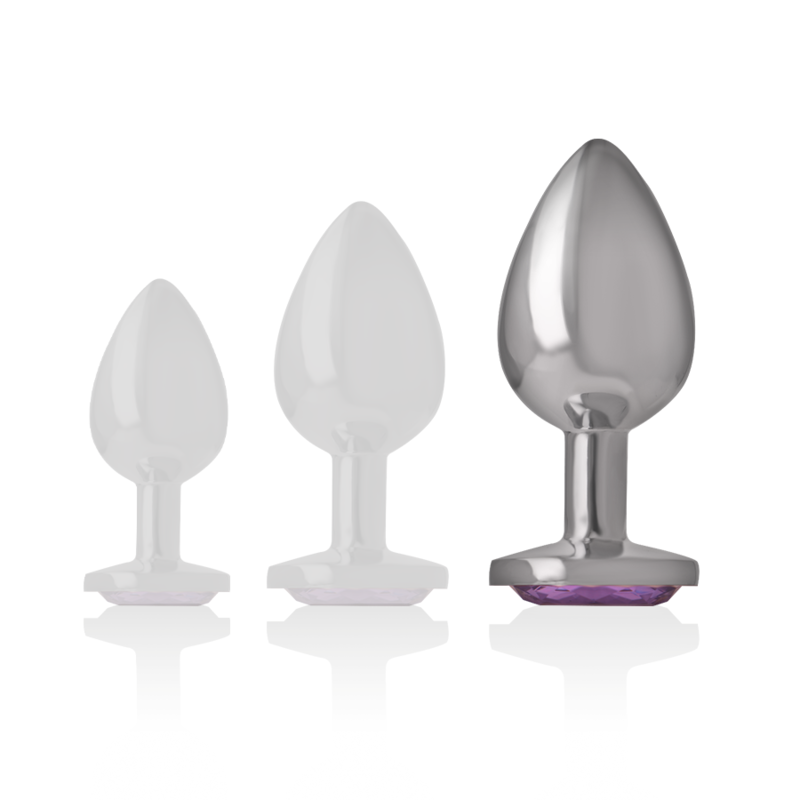 INTENSE - ALUMINUM METAL ANAL PLUG WITH VIOLET CRYSTAL SIZE L - NOCTURNA DESIRES