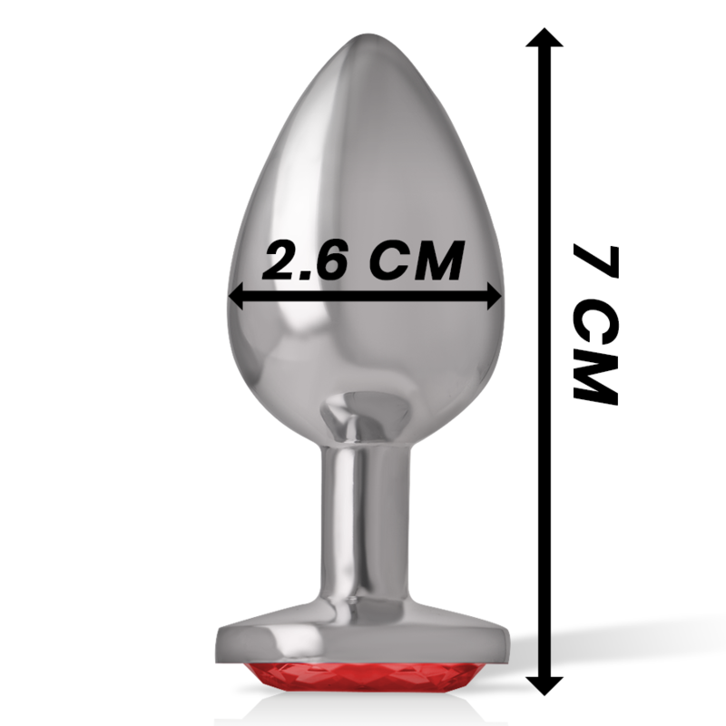 INTENSE - ALUMINUM METAL ANAL PLUG WITH RED CRYSTAL SIZE S - NOCTURNA DESIRES