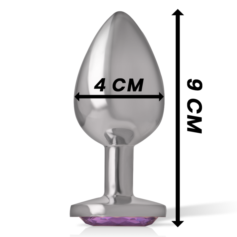 INTENSE - ALUMINUM METAL ANAL PLUG WITH VIOLET CRYSTAL SIZE L - NOCTURNA DESIRES