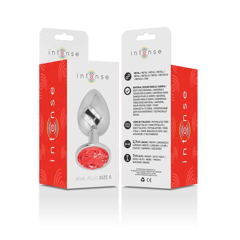 INTENSE - ALUMINUM METAL ANAL PLUG WITH RED CRYSTAL SIZE S - NOCTURNA DESIRES