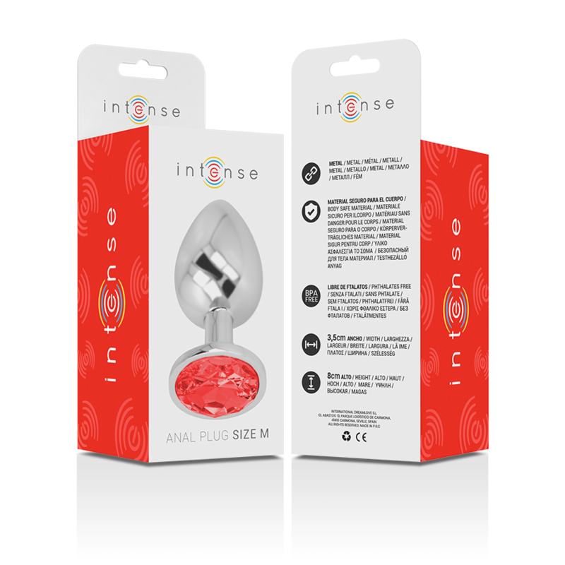 INTENSE - METAL ANAL PLUG WITH RED CRYSTAL SIZE M - NOCTURNA DESIRES