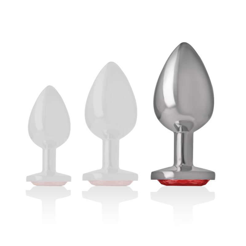 INTENSE - ALUMINUM METAL ANAL PLUG WITH RED CRYSTAL SIZE L - NOCTURNA DESIRES