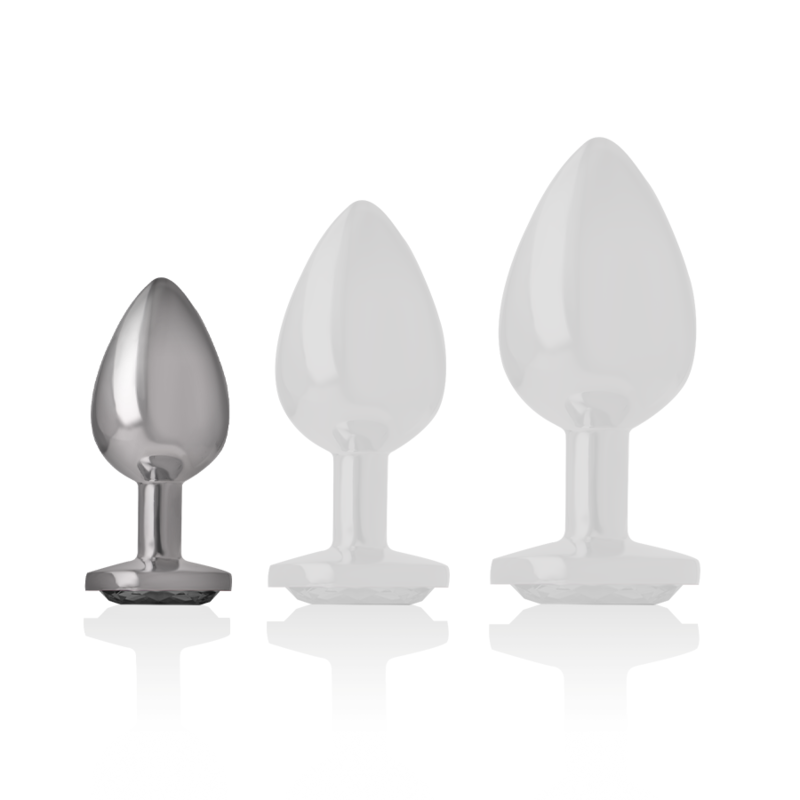 INTENSE - ALUMINUM METAL ANAL PLUG WITH BLACK CRYSTAL SIZE S - NOCTURNA DESIRES