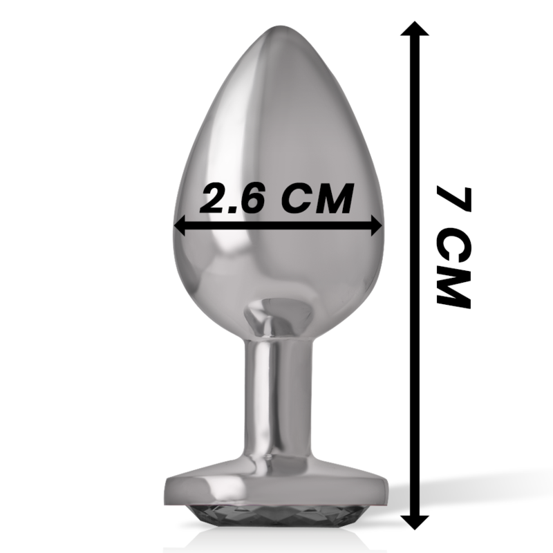 INTENSE - ALUMINUM METAL ANAL PLUG WITH BLACK CRYSTAL SIZE S - NOCTURNA DESIRES