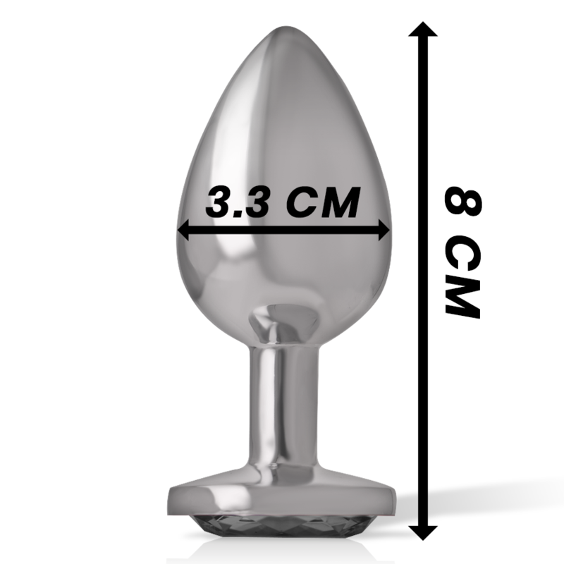 INTENSE - ALUMINUM METAL ANAL PLUG WITH BLACK GLASS SIZE M - NOCTURNA DESIRES