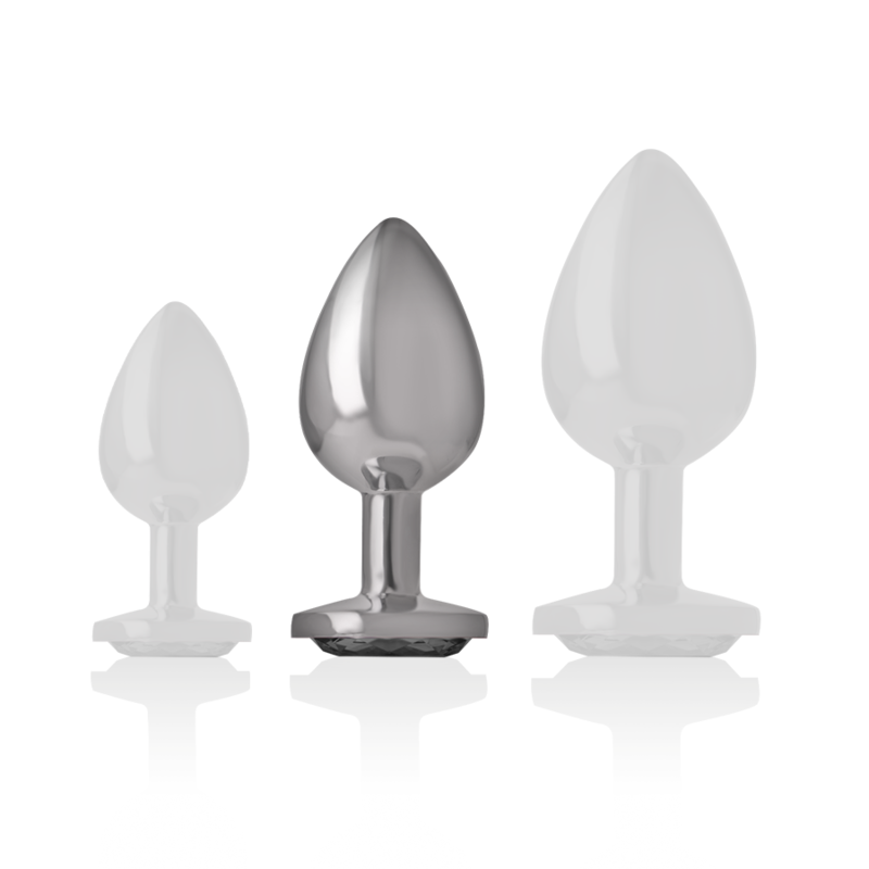 INTENSE - ALUMINUM METAL ANAL PLUG WITH BLACK GLASS SIZE M - NOCTURNA DESIRES