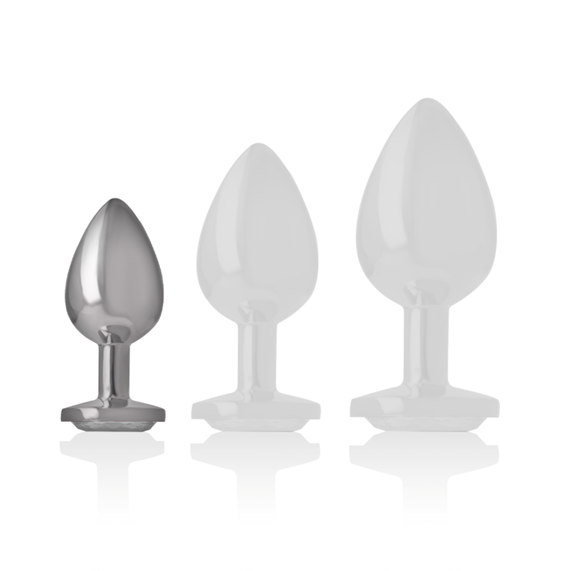 INTENSE - ALUMINUM METAL ANAL PLUG WITH SILVER CRYSTAL SIZE S - NOCTURNA DESIRES