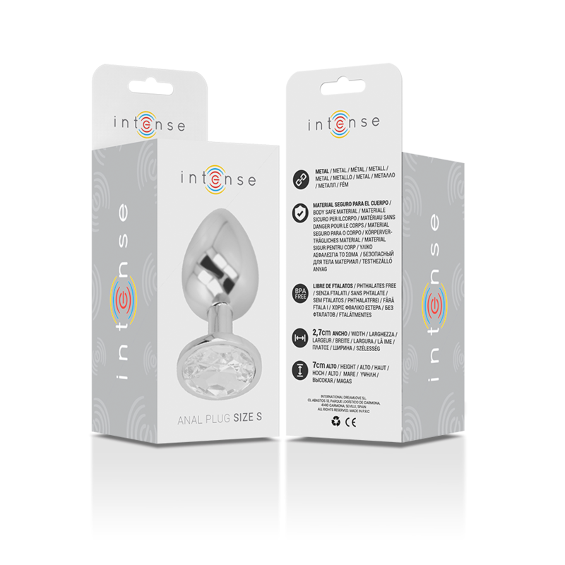 INTENSE - ALUMINUM METAL ANAL PLUG WITH SILVER CRYSTAL SIZE S - NOCTURNA DESIRES