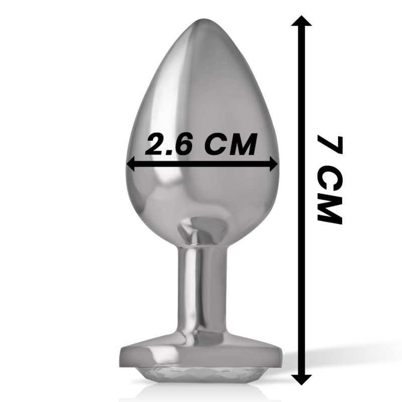 INTENSE - ALUMINUM METAL ANAL PLUG WITH SILVER CRYSTAL SIZE S - NOCTURNA DESIRES