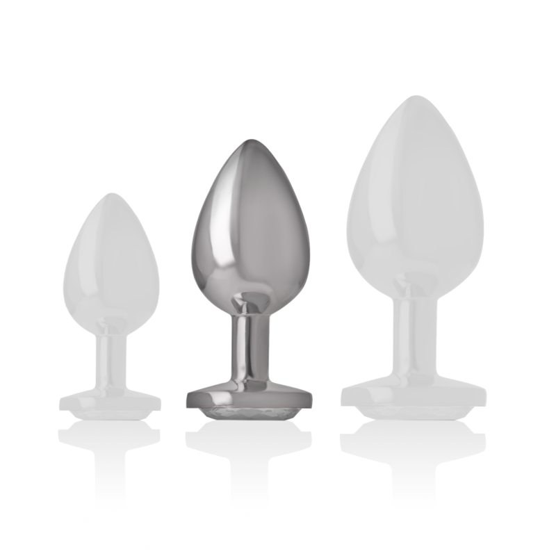 INTENSE - ALUMINUM METAL ANAL PLUG WITH SILVER CRYSTAL SIZE M - NOCTURNA DESIRES